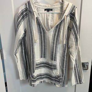 Ocean Drive white and navy hoodie, medium